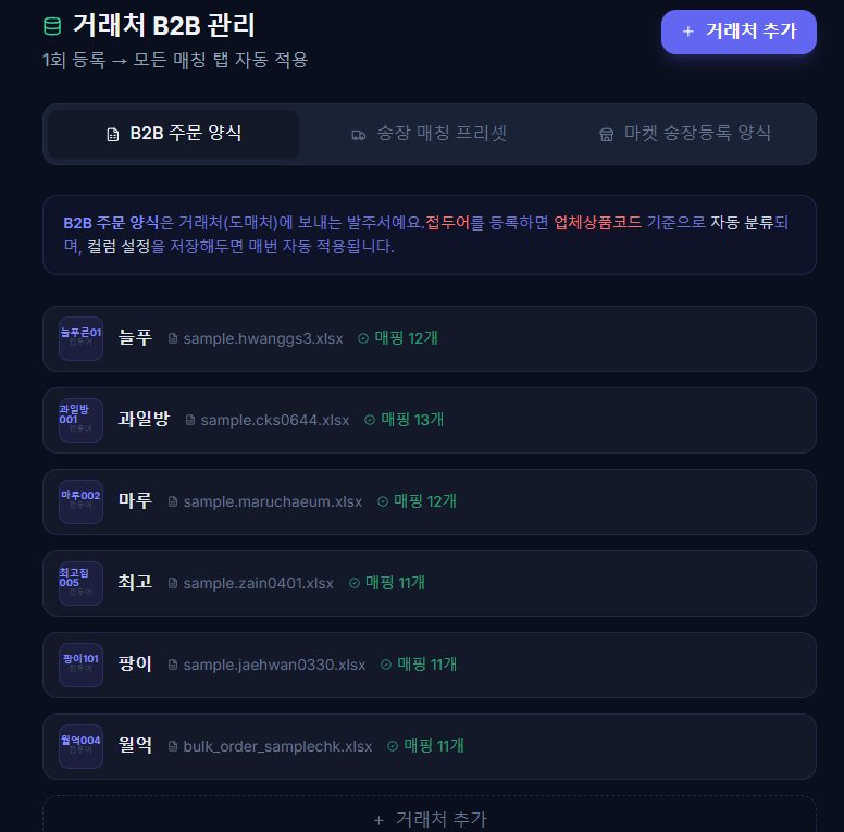 거래처 B2B 관리